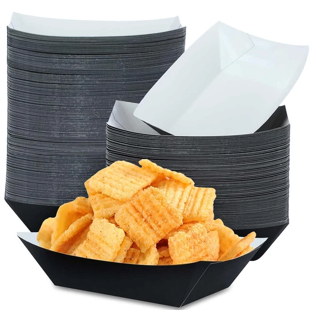 150 Packs Disposable Paper Food Tray 3 LB Paper Food Boats Grease Resistant Popc