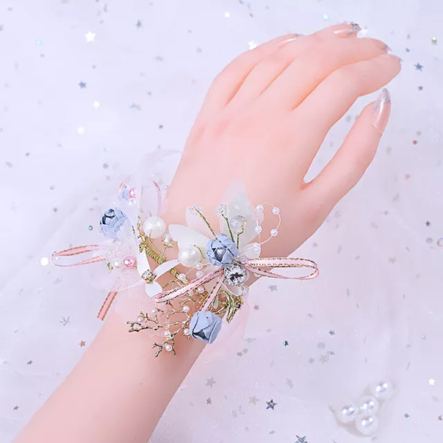 Wrist Corsage Bracelet Bridesmaid Sister Hand Flower Wedding Party Bridal Pr-b