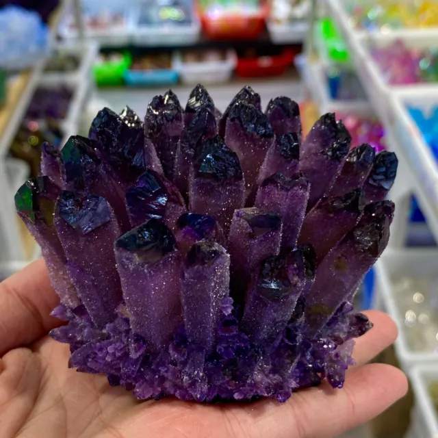 New Find Purple Phantom Quartz Crystal Cluster Mineral Specimen Healing 470g+