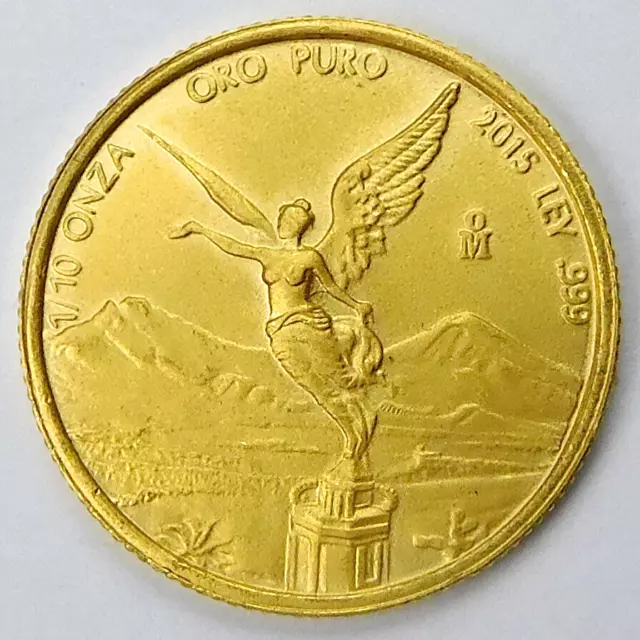 2015 Mexico Libertad Oro Puro 1/10 Onza Fine Gold Coin