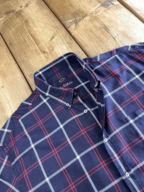 Mens PAUL & SHARK  Shirt XXL Blue / White / Red Check Regular Fit