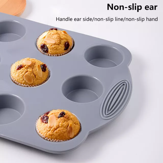 Silicone Muffin Tin 12 Cups Cookie With Scraper Brownies Baking Mould Chocolate