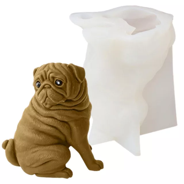 Cute Pug Dog Pet Animal Candle Silicone Mould Epoxy Resin Wax Soap Mold Dog Mold