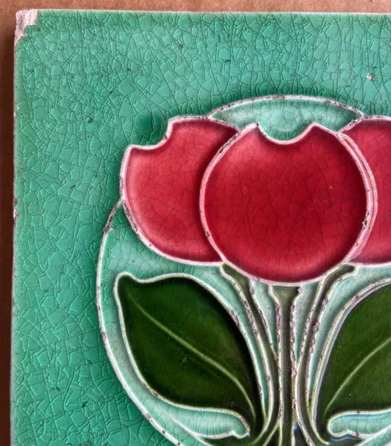 Alfred Meakin - Antique Art Nouveau Majolica Tile C1900 3