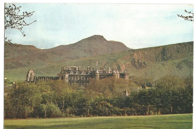 Postcard Holyrood Palace and Arthur's seat Edinburgh Scotland
