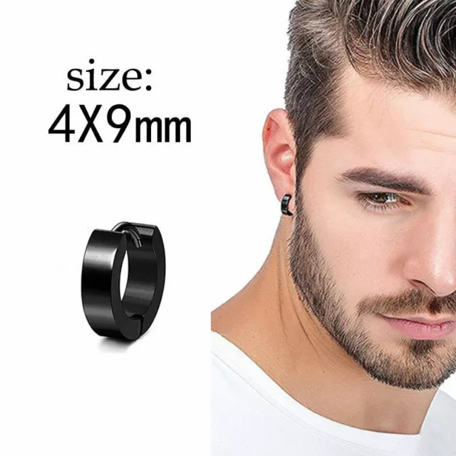Men Stainless Steel Tassel Round Ear Stud Earrings Dangle Cross Fashion Jewelry 3