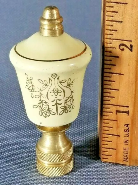 Pale Yellow Gilded  Porcelain & Brass  Old New Stock Lamp Finial 2.5''High #TX8