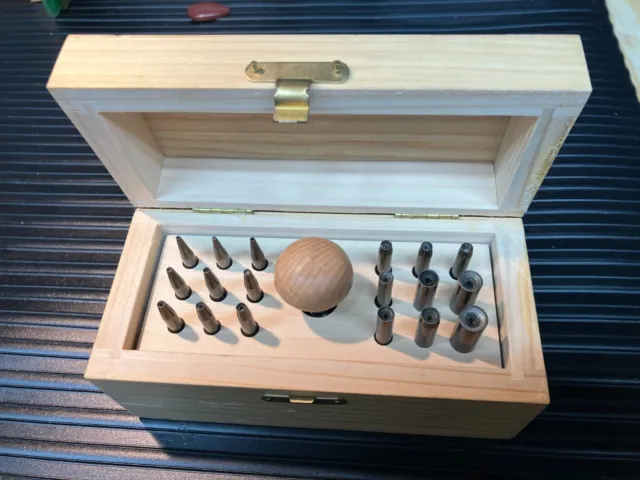 Bezel Setting Punch Set - 18 punches in Wood Box sizes 0.75mm to 7.75mm