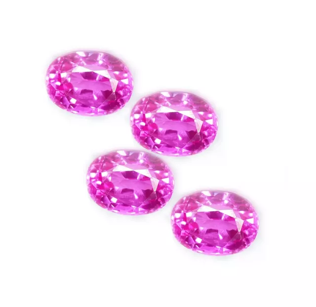 8-10 Cts Natural Zafiro Rosa Suelto Certificado Gema 4Pcs Lote Corte Ovalado 12 2