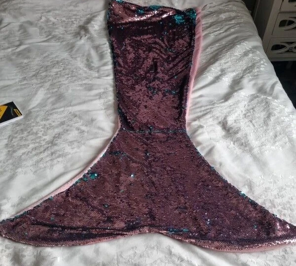 MERMAID TAIL BLANKET Sequined Flip blue and pink £5.00 PicClick UK