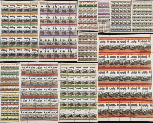 TUVALU Trains Locomotives Sheets x 12 MNH (600 Stamps) (BLK37 )