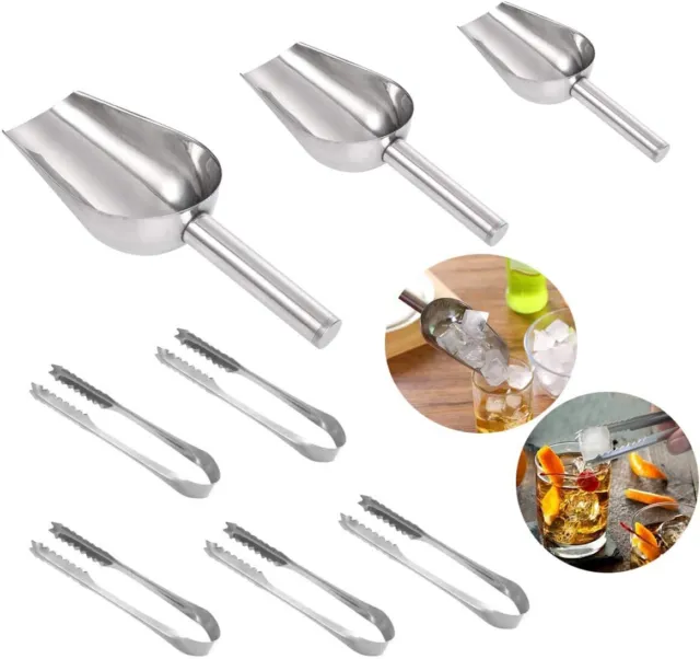 10X Stainless Steel Ice Scoops Tongs Sweet Candy Buffet BBQ Wedding Easter Party