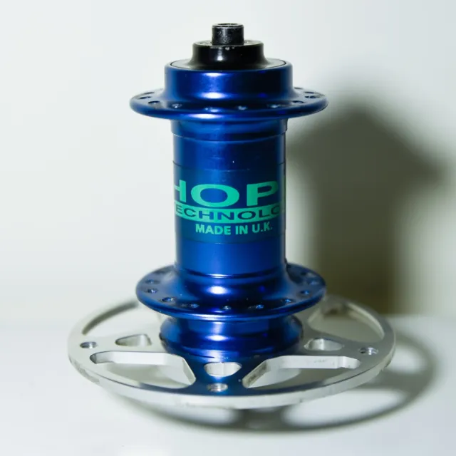 Hope Front Hub, Blue, 32h, 9x100mm, with 5 Bolt Disc Spider
