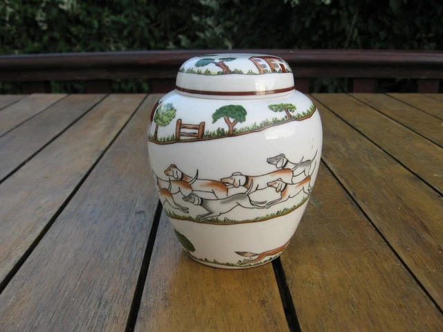 Crown Staffordshire Hunting Scene Ginger Jar *** Reduced To Clear*** 2