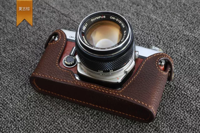 Handmade Genuine Leather Half Camera Case Bag Cover for Olympus OM1 OM2 OM3 OM4