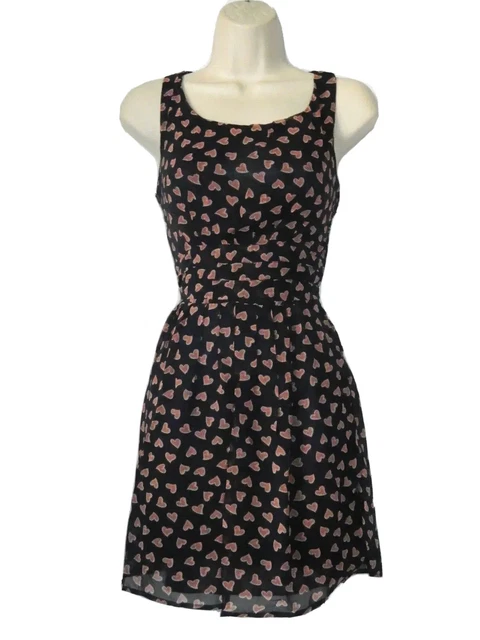 Womens Navy Blue Sun Dress Ladies Swing Holiday Midi Summer Dresses Size 8 S/M