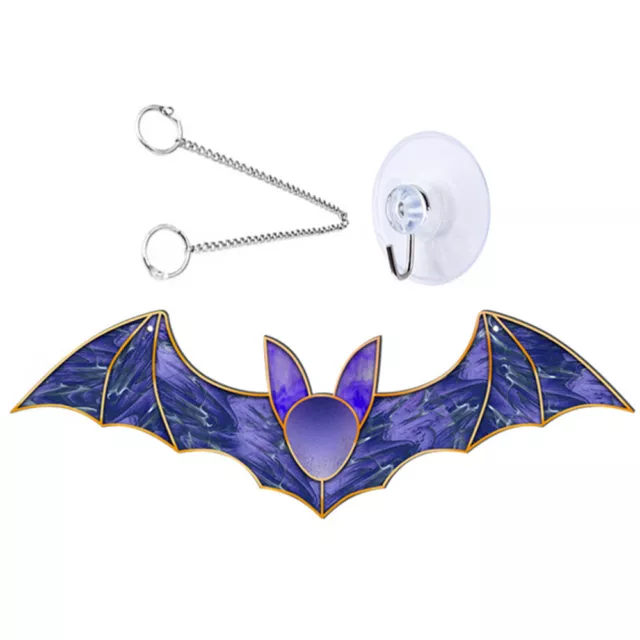Stained Acrylic Bat Suncatcher Halloween Decor with Hook-DO