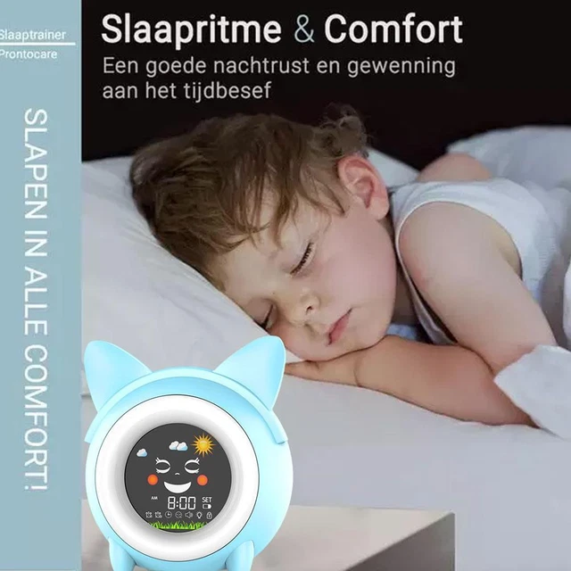 Kids Alarm Clock Sleep Trainer Clock Night Light Digital Wake Cute Clock Up F6I6