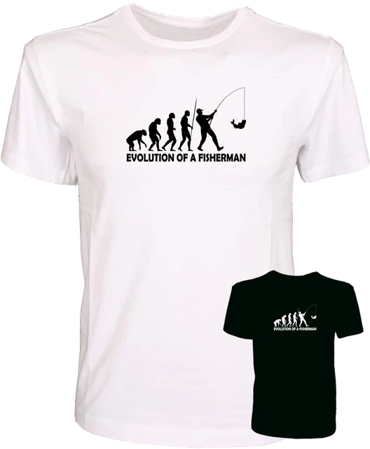 Evolution Of A Fisherman - Divertente Darwin Ape To Man Fishing - T-shirt di qualità