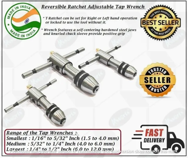 Ratchet Style Reversible T Type Adjustable Hand Tap Wrench
