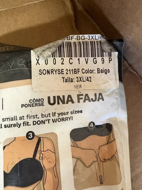 BODY SHAPER FAJAS Colombianas SONRYSE 211BF Beige Compression High 3XL ...