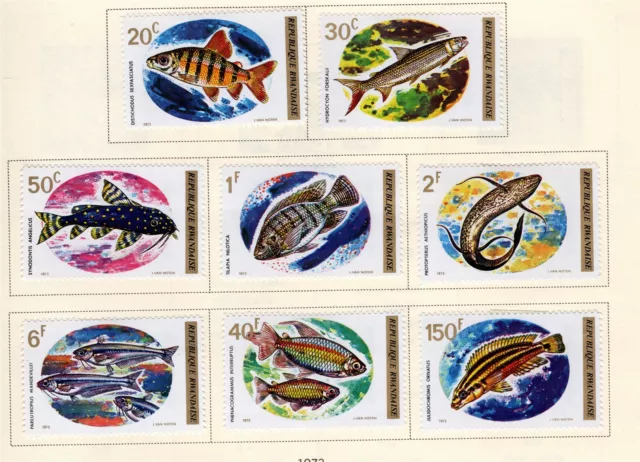 Rwanda Stamp Scott #541-548, African Fish, Set of 8, MLH, SCV$9.35