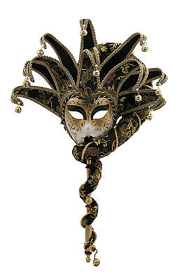 Mask from Venice Joker IN Stick And 10 Spikes Black Golden Top Quality 404 VG3