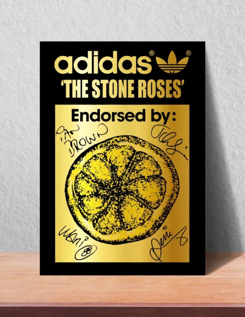 Rare Adidas Stone Roses Signed*Thick Metal Mirrored Gold*Display Sign*In 2 Sizes
