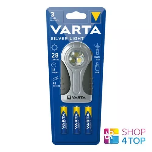 VARTA SILVER LIGHT 16647 Lampe Torche Multi LED 28 Lumens 3 AAA Inclus Clip Neuf