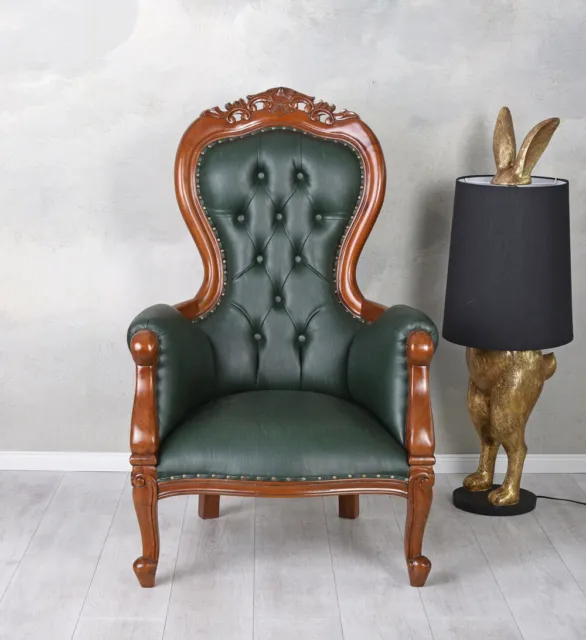 Chesterfield Armchair Colonial Style Green Armchair Antique Style Armchair New 2
