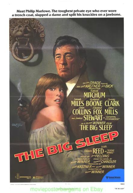 THE BIG SLEEP MOVIE POSTER Orig. 27x41 Folded 1976 One Sheet RICHARD AMSEL Art