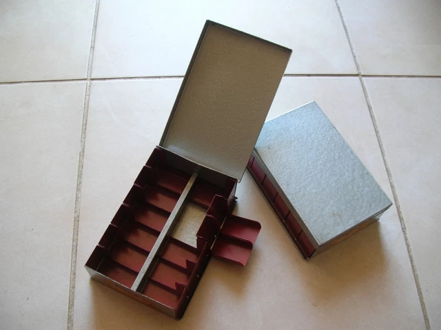Lot de 2 anciennes boîtes classeurs Kodak en métal pour vues de 5 cm x 5 cm