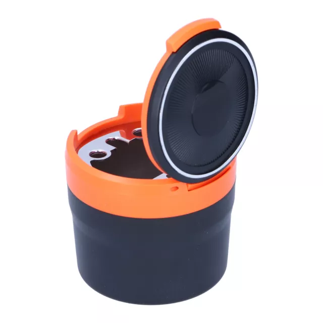 Orange Car Ashtray Stainless Steel Container Smokeless Blue LED Light With