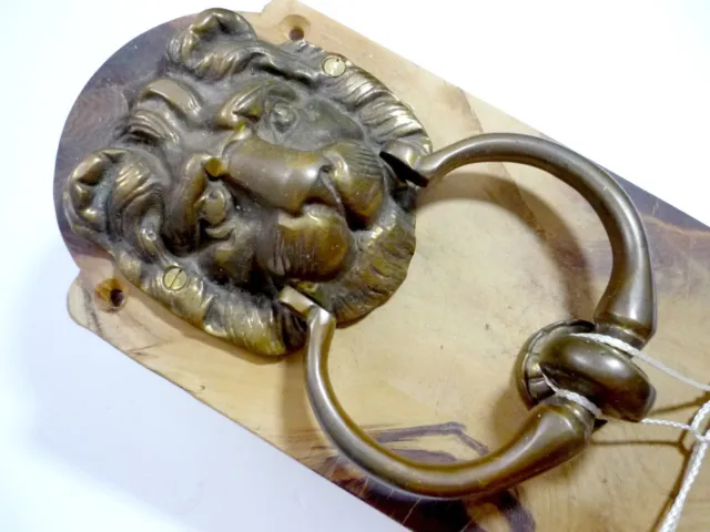 RARE! AUTHENTIC Antique European Castle Lion Head Door Knocker Bronze Brass? VTG