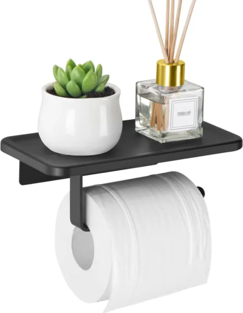 Toilet Roll Holder Wall Mounted With Mobile Phone Storage Bathroom Shelf New