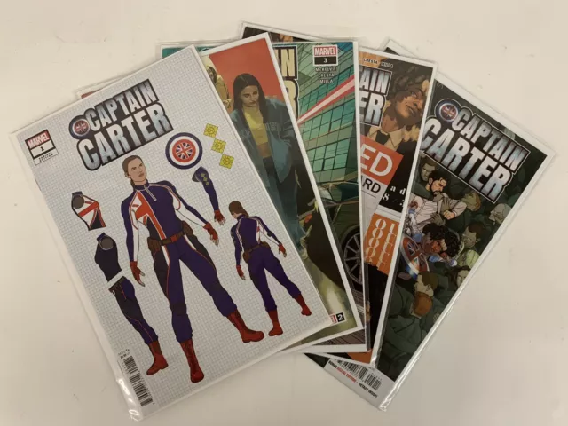 Marvel Captain Carter Set 1 2 3 4 5 2022 Comic Lot Run - Design Variant Issue #1
