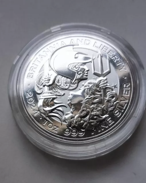 2024 Britannia and Liberty 1oz .999 Fine Silver Bullion Coin Royal Mint