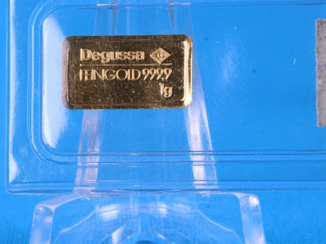 Gold bars Degussa 1 g 999.9 gold fine gold in original packaging