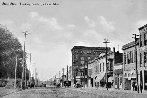 State Street View Jackson Mississippi MS Reprint Postcard