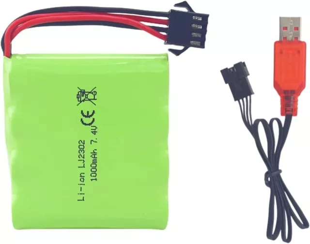 ZYGY 2PCS 7.4V 1200mah SM-4P Plug Batterie Rechargeable & câble de