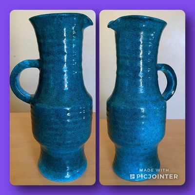 Broc chocolatière en Céramique Accolay Bleu Chamoté Gitane Gauloise Années 60 