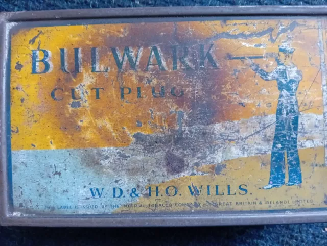 Vintage Bulwark Cut Plug Tobacco Tin Collectable Tobacciana Tin- W.D & H.O Wills