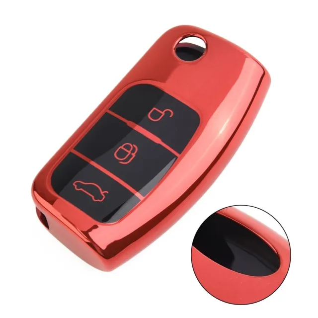 Custodia portachiavi telecomando rosso impermeabile per Ford flip key resistente