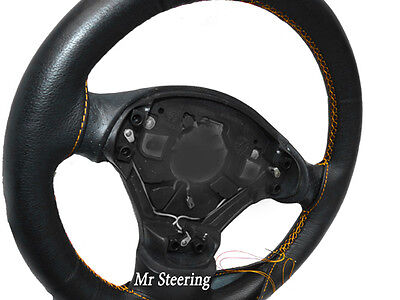 Black Italian Leather Steering Wheel Cover Gold Stitch For Fiat Idea 2003-2012