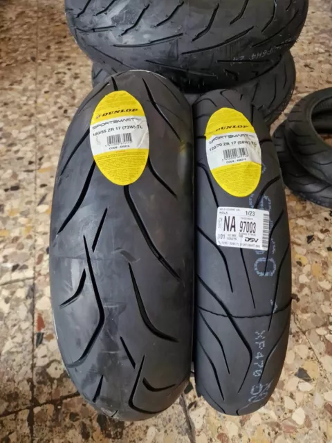 Coppia 120/70 ZR17 58W 180/55 ZR17 73W DUNLOP SPORTSMART MK3 DOT 2023/2024