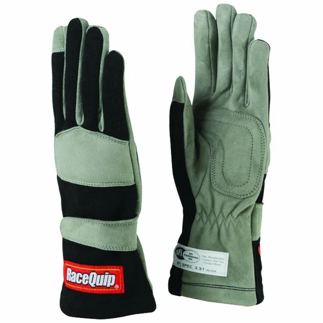 RaceQuip 351003 Single Layer Racing Driving Gloves Medium Black SFI 3.3/1 Nomex
