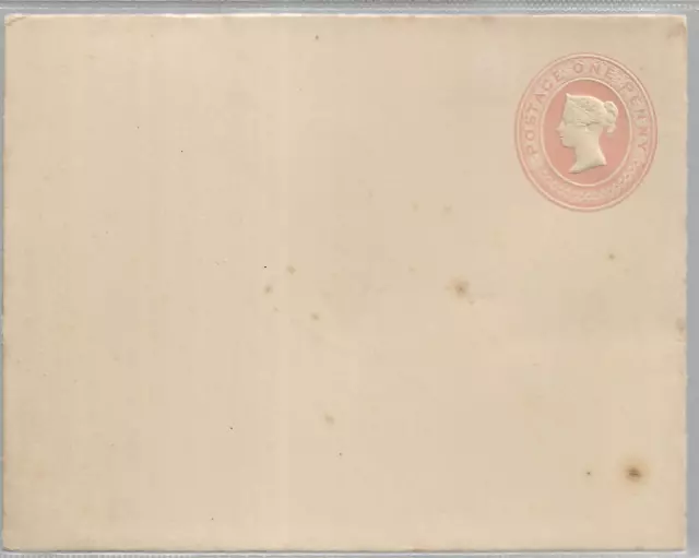 QUEEN VICTORIA EMBOSSED 1d PINK UNUSED COVER MY REF 613