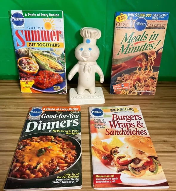 Pillsbury Doughboy and 4 Pillsbury paperback cookbooks