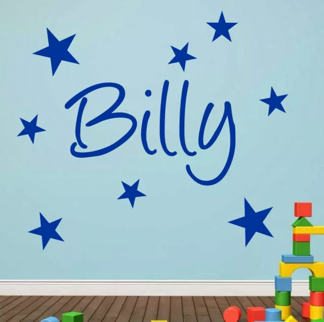 Personalised Name with Stars Wall Art sticker decal Boys Girls Room Kids