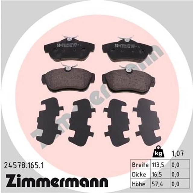 Zimmermann Kit pastiglie freno a disco 24578.165.1 per Fiat Peugeot Expert Bus